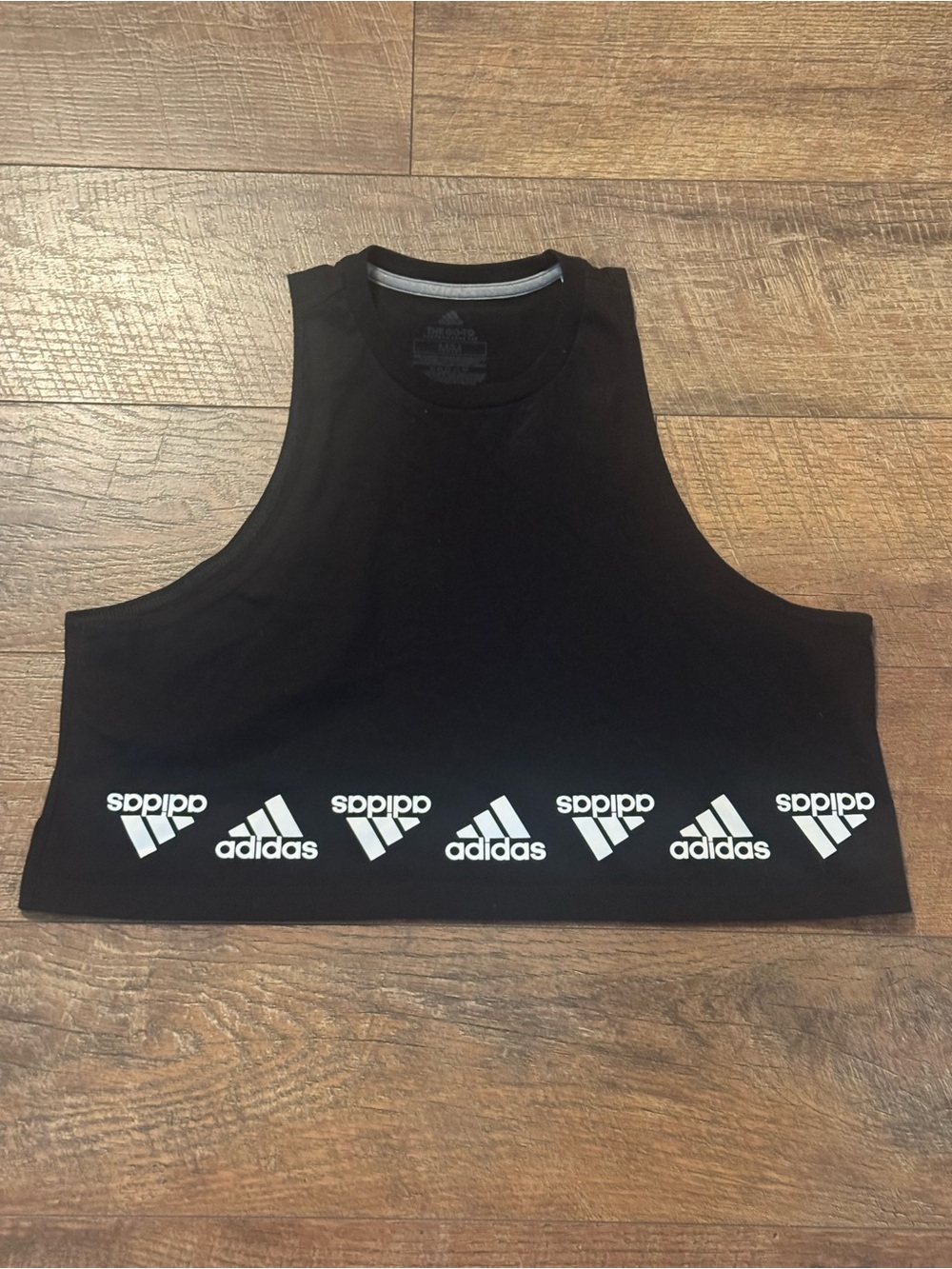 Adidas Black Tee with Light Gray Logo Print